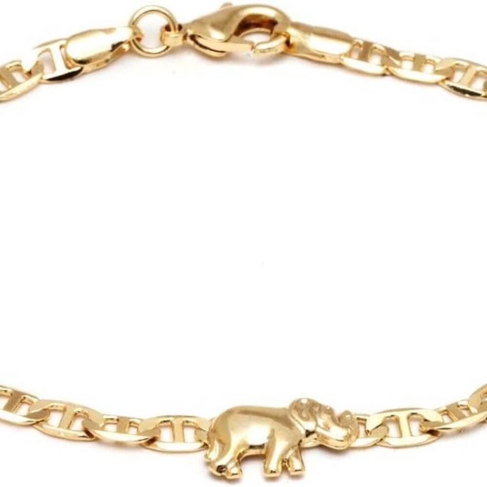 18K Gold Plated Flat Marina Elephant Anklet For Women - Made In Brazil